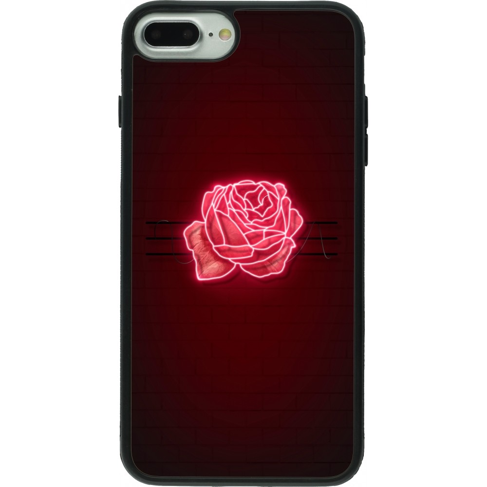 Coque iPhone 7 Plus / 8 Plus - Silicone rigide noir Spring 23 neon rose