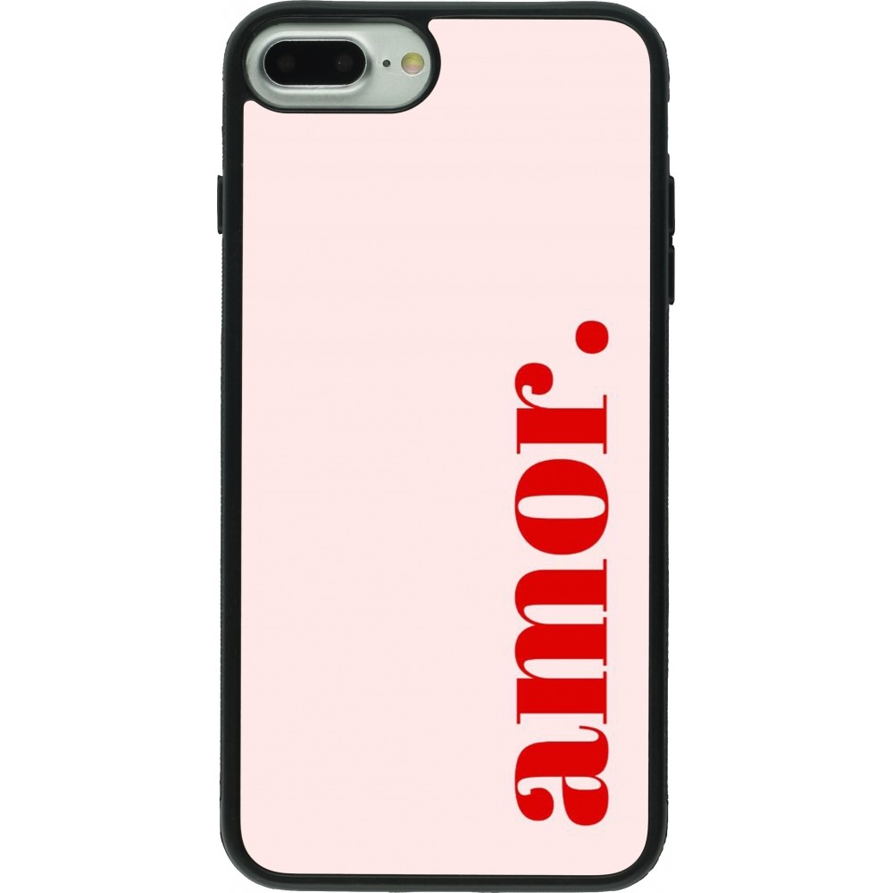 Coque iPhone 7 Plus / 8 Plus - Silicone rigide noir Valentine 2024 amor