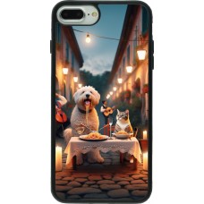 Coque iPhone 7 Plus / 8 Plus - Silicone rigide noir Valentine 2024 Dog & Cat Candlelight