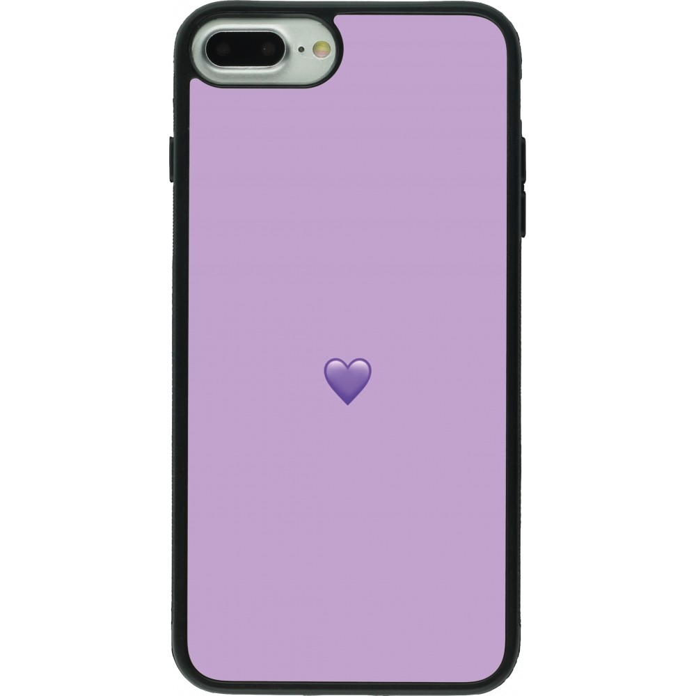 Coque iPhone 7 Plus / 8 Plus - Silicone rigide noir Valentine 2023 purpule single heart