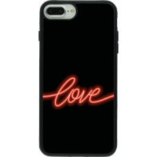 Coque iPhone 7 Plus / 8 Plus - Silicone rigide noir Valentine 2023 neon love