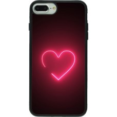 Coque iPhone 7 Plus / 8 Plus - Silicone rigide noir Valentine 2023 single neon heart