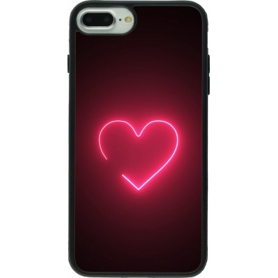 Coque iPhone 7 Plus / 8 Plus - Silicone rigide noir Valentine 2023 single neon heart