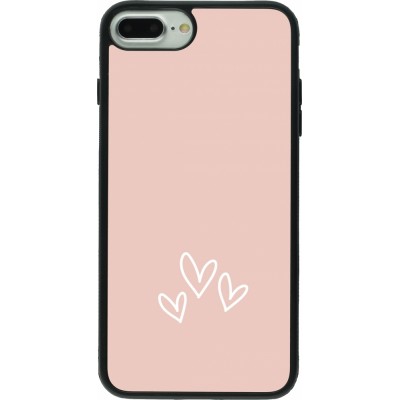 Coque iPhone 7 Plus / 8 Plus - Silicone rigide noir Valentine 2023 three minimalist hearts