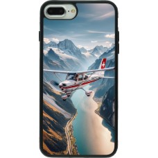 Coque iPhone 7 Plus / 8 Plus - Silicone rigide noir Vol Alpin Suisse