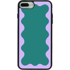 Coque iPhone 7 Plus / 8 Plus - Silicone rigide noir Wavy Rectangle Green Purple