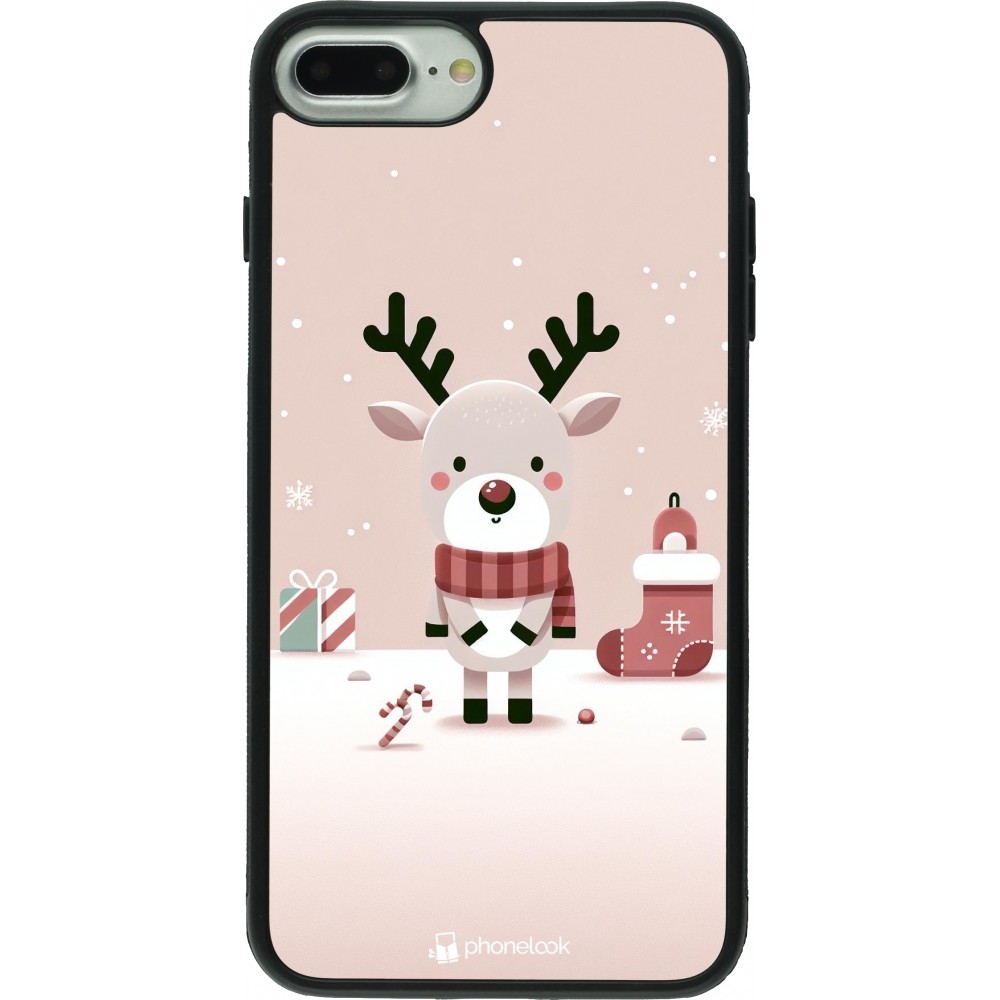 Coque iPhone 7 Plus / 8 Plus - Silicone rigide noir Noël 2023 Choupinette Renne