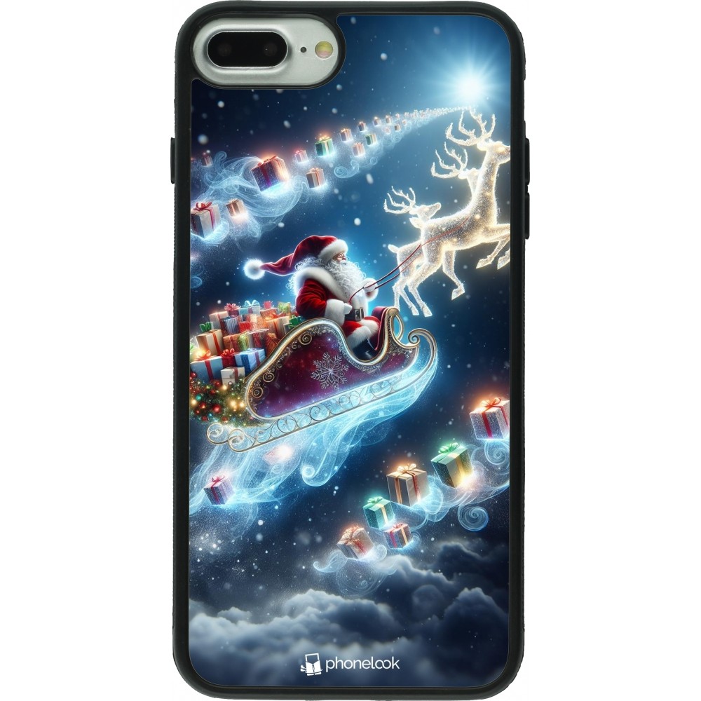 Coque iPhone 7 Plus / 8 Plus - Silicone rigide noir Noël 2023 Père Noël enchanté