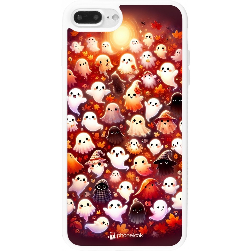 Coque iPhone 7 Plus / 8 Plus - Silicone rigide blanc Fantômes automne mignons