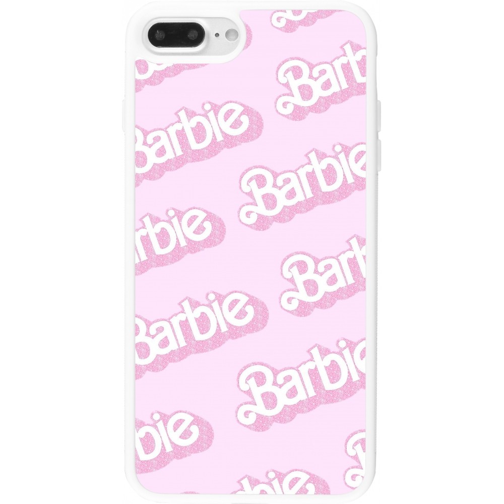 Coque iPhone 7 Plus / 8 Plus - Silicone rigide blanc Barbie light pink pattern