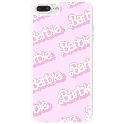 Coque iPhone 7 Plus / 8 Plus - Silicone rigide blanc Barbie light pink pattern