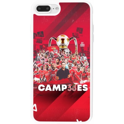 Coque iPhone 7 Plus / 8 Plus - Silicone rigide blanc Benfica Campeoes 2023