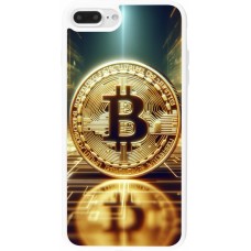 Coque iPhone 7 Plus / 8 Plus - Silicone rigide blanc Bitcoin Standing