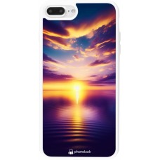 Coque iPhone 7 Plus / 8 Plus - Silicone rigide blanc Coucher soleil jaune violet