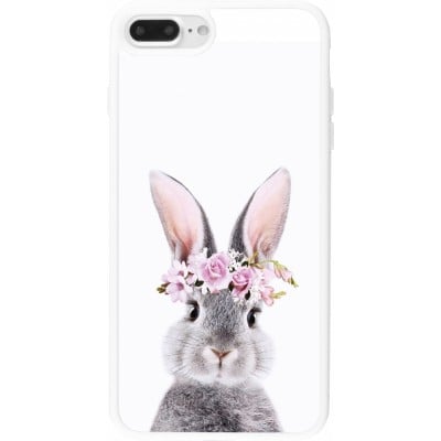 Coque iPhone 7 Plus / 8 Plus - Silicone rigide blanc Easter 2023 flower bunny