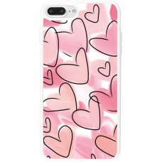 Coque iPhone 7 Plus / 8 Plus - Silicone rigide blanc Easter 2023 pink hearts