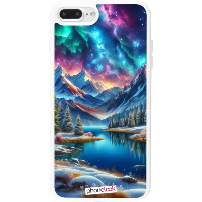 Coque iPhone 7 Plus / 8 Plus - Silicone rigide blanc Fantasy Mountain Lake Sky Stars