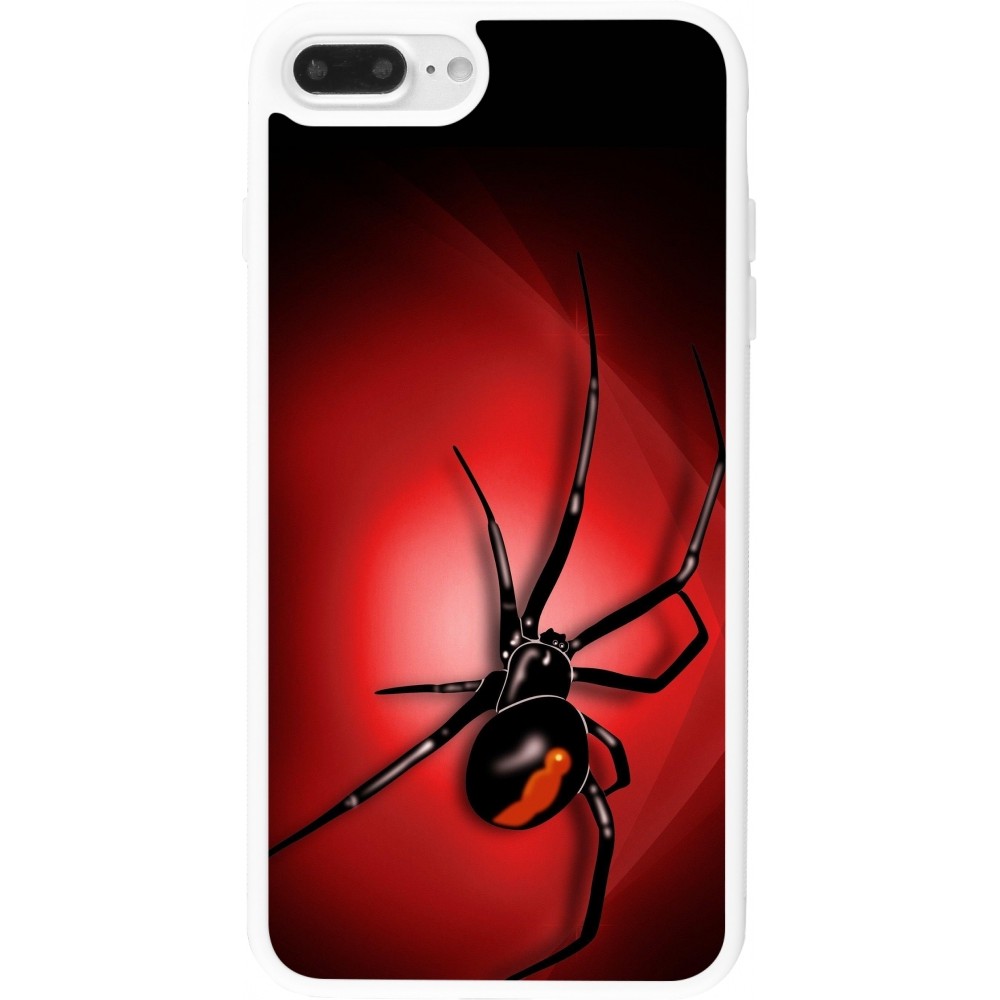 Coque iPhone 7 Plus / 8 Plus - Silicone rigide blanc Halloween 2023 spider black widow