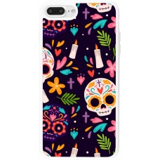 Coque iPhone 7 Plus / 8 Plus - Silicone rigide blanc Halloween 2023 mexican style