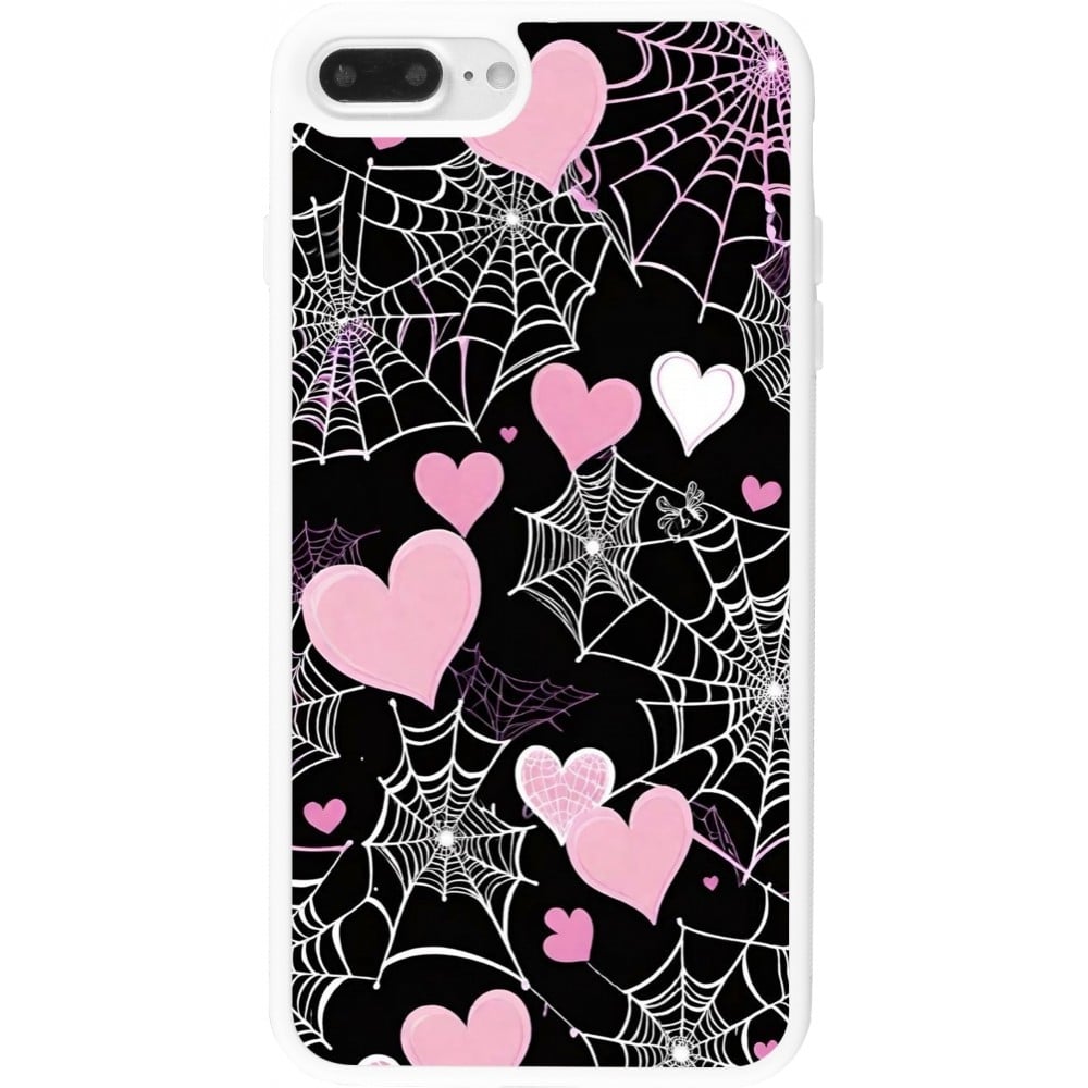 Coque iPhone 7 Plus / 8 Plus - Silicone rigide blanc Halloween 2024 girly