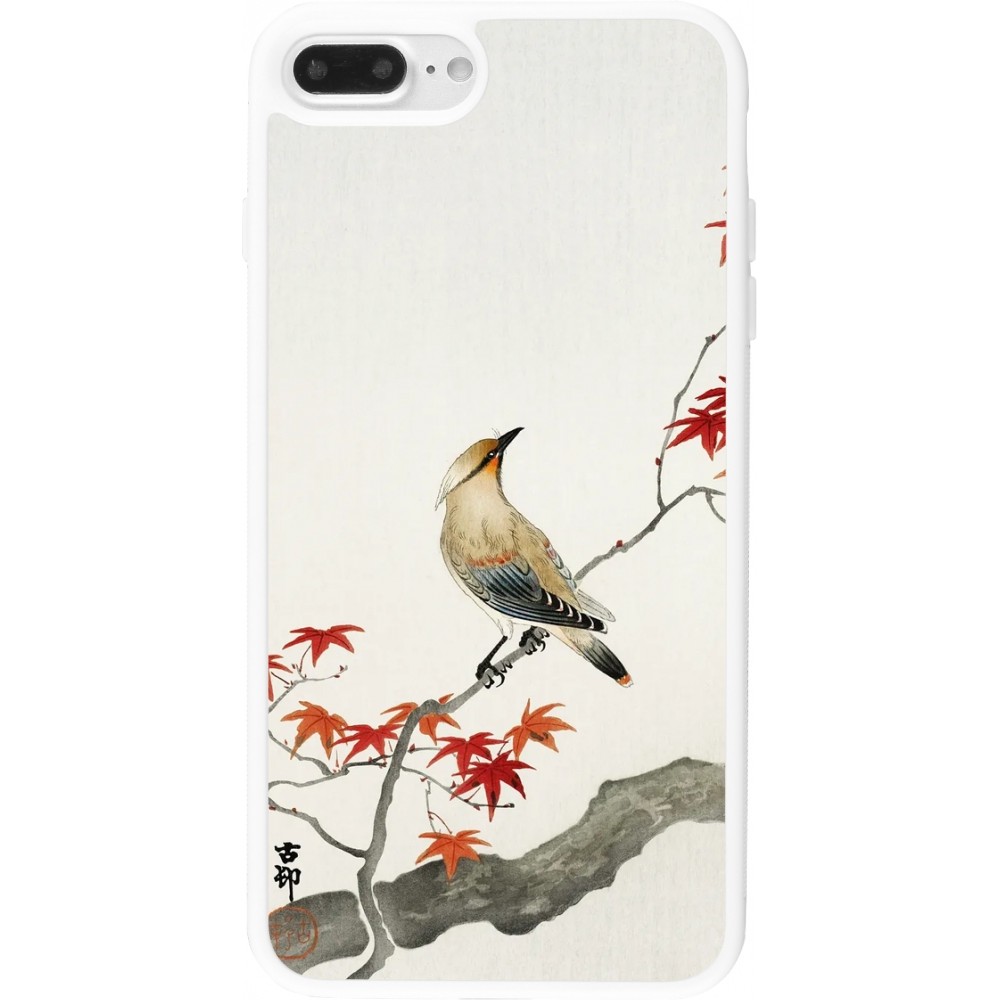 Coque iPhone 7 Plus / 8 Plus - Silicone rigide blanc Japanese Bird