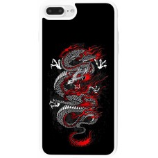 Coque iPhone 7 Plus / 8 Plus - Silicone rigide blanc Japanese style Dragon Tattoo Red Black