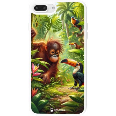 Coque iPhone 7 Plus / 8 Plus - Silicone rigide blanc Jungle Tropicale Tayrona