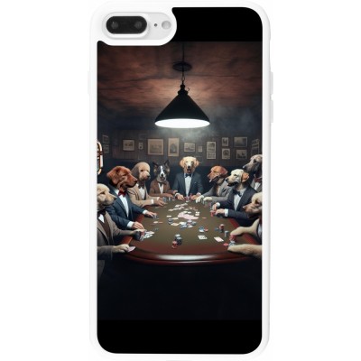 Coque iPhone 7 Plus / 8 Plus - Silicone rigide blanc Les pokerdogs