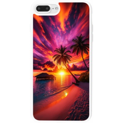 Coque iPhone 7 Plus / 8 Plus - Silicone rigide blanc Maldives Dusk Bliss