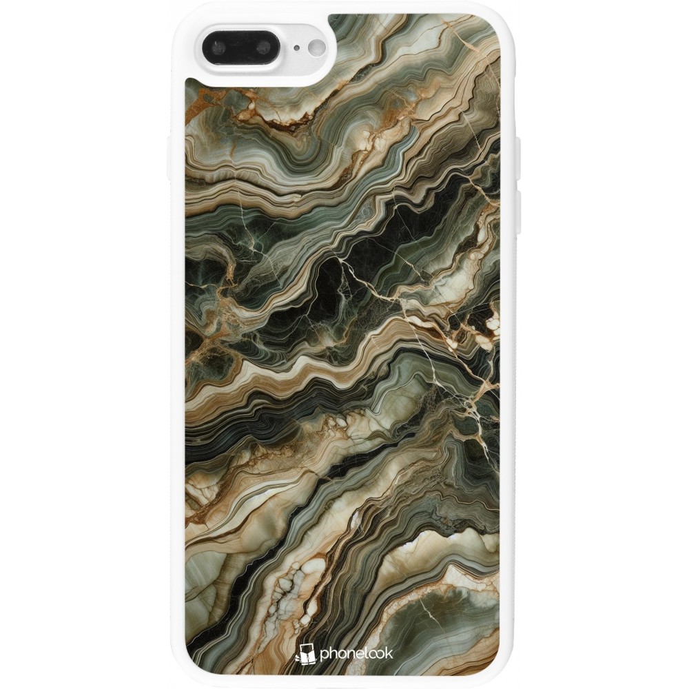 Coque iPhone 7 Plus / 8 Plus - Silicone rigide blanc Marbre Olive