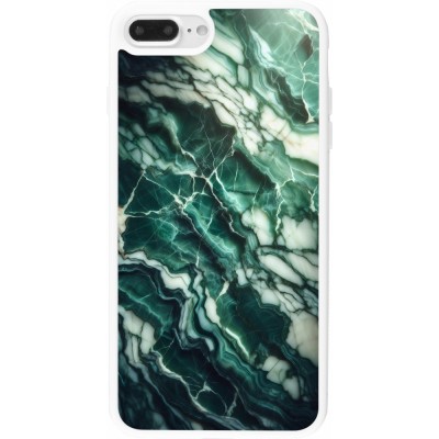 Coque iPhone 7 Plus / 8 Plus - Silicone rigide blanc Marbre vert majestueux