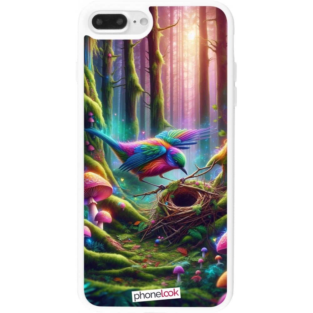 Coque iPhone 7 Plus / 8 Plus - Silicone rigide blanc Oiseau Nid Forêt