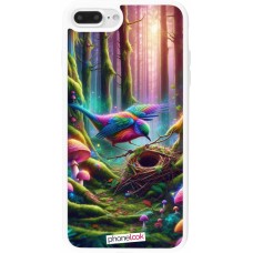 Coque iPhone 7 Plus / 8 Plus - Silicone rigide blanc Oiseau Nid Forêt