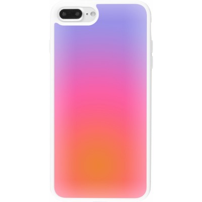 Coque iPhone 7 Plus / 8 Plus - Silicone rigide blanc Orange Pink Blue Gradient