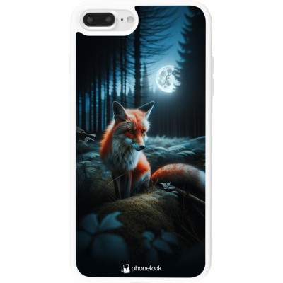 Coque iPhone 7 Plus / 8 Plus - Silicone rigide blanc Renard lune forêt