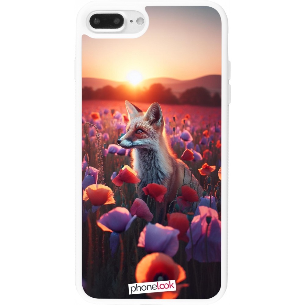 Coque iPhone 7 Plus / 8 Plus - Silicone rigide blanc Renard pourpre au crépuscule