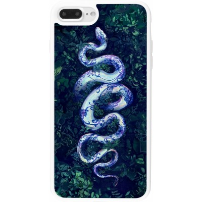 Coque iPhone 7 Plus / 8 Plus - Silicone rigide blanc Serpent Blue Anaconda