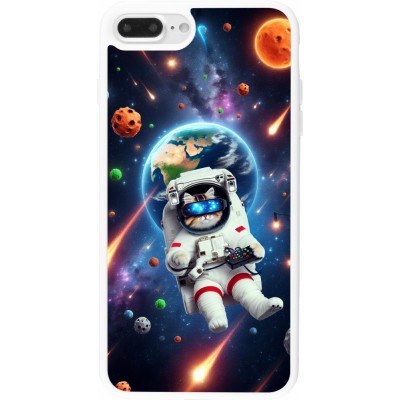 Coque iPhone 7 Plus / 8 Plus - Silicone rigide blanc VR SpaceCat Odyssey