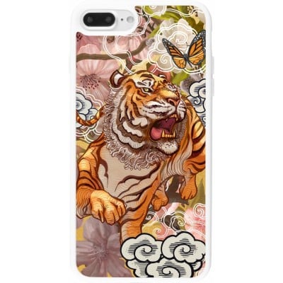 Coque iPhone 7 Plus / 8 Plus - Silicone rigide blanc Spring 23 japanese tiger