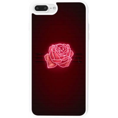 Coque iPhone 7 Plus / 8 Plus - Silicone rigide blanc Spring 23 neon rose