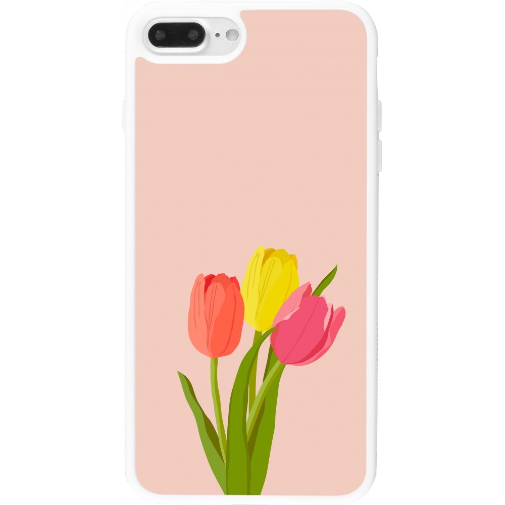 Coque iPhone 7 Plus / 8 Plus - Silicone rigide blanc Spring 23 tulip trio