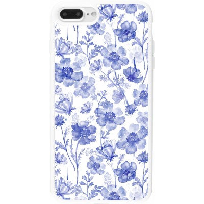 Coque iPhone 7 Plus / 8 Plus - Silicone rigide blanc Spring 23 watercolor blue flowers