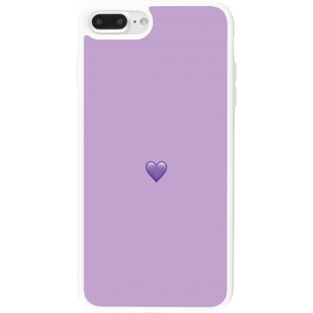 Coque iPhone 7 Plus / 8 Plus - Silicone rigide blanc Valentine 2023 purpule single heart