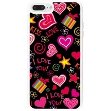 Coque iPhone 7 Plus / 8 Plus - Silicone rigide blanc Valentine 2023 love symbols