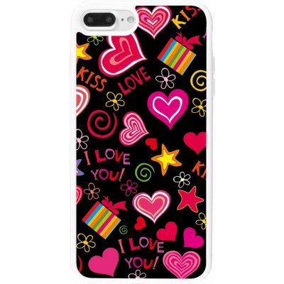 Coque iPhone 7 Plus / 8 Plus - Silicone rigide blanc Valentine 2023 love symbols