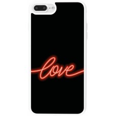 Coque iPhone 7 Plus / 8 Plus - Silicone rigide blanc Valentine 2023 neon love