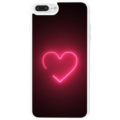 Coque iPhone 7 Plus / 8 Plus - Silicone rigide blanc Valentine 2023 single neon heart