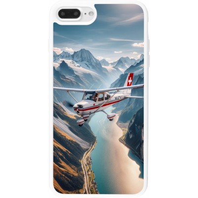 Coque iPhone 7 Plus / 8 Plus - Silicone rigide blanc Vol Alpin Suisse