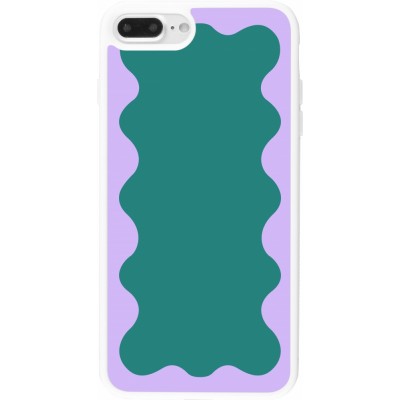 Coque iPhone 7 Plus / 8 Plus - Silicone rigide blanc Wavy Rectangle Green Purple