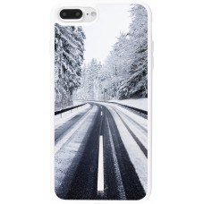 Coque iPhone 7 Plus / 8 Plus - Silicone rigide blanc Winter 22 Snowy Road